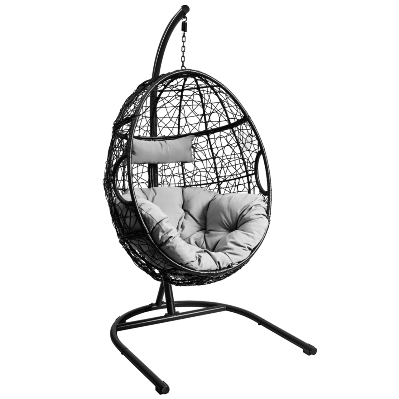 Hanging Hammock Chair Egg Swing Chair W/ Seat Cushion Pillow Stand